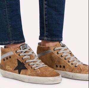 Golden Goose Tan Sneakers with Black Star